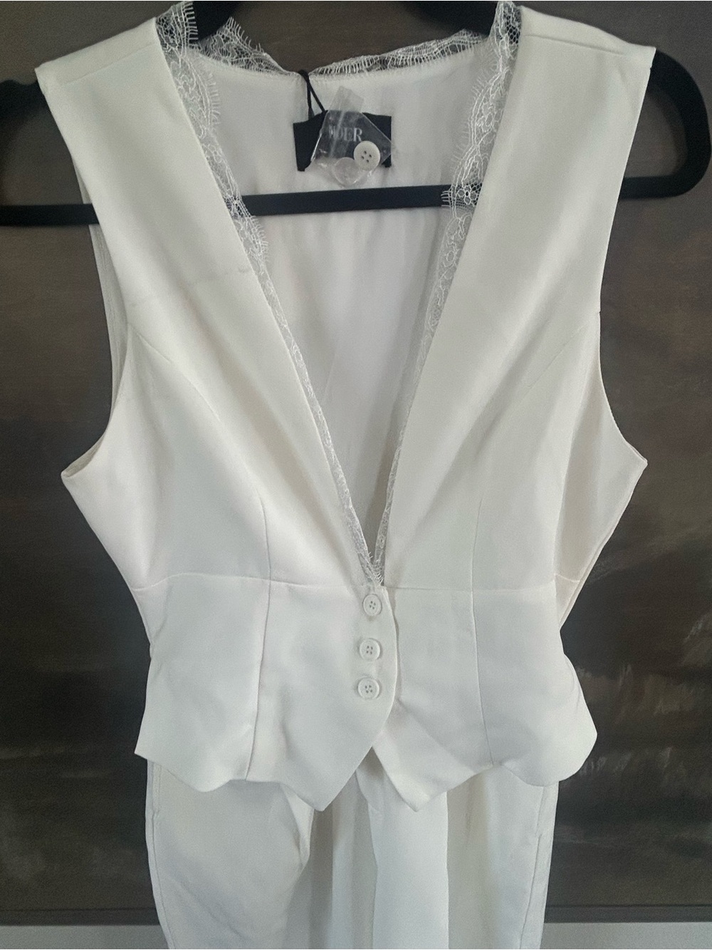 NWT Cider Sleeveless White Jumpsuit with Tailored Vest - Picture 5 of 14